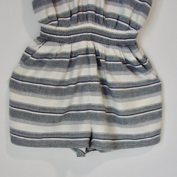 Madewell Yucatan Striped Romper Shorts Sleeveless Summer Blue White Size XS - Picture 8 of 12